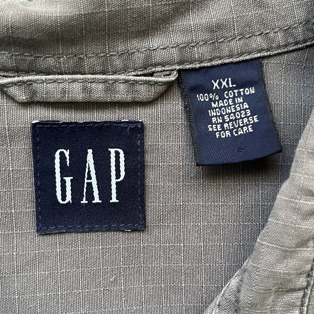 Vintage GAP Mens XXL Short Sleeve Gray Button Down Shirt 100% Cotton 90's - Picture 3 of 6